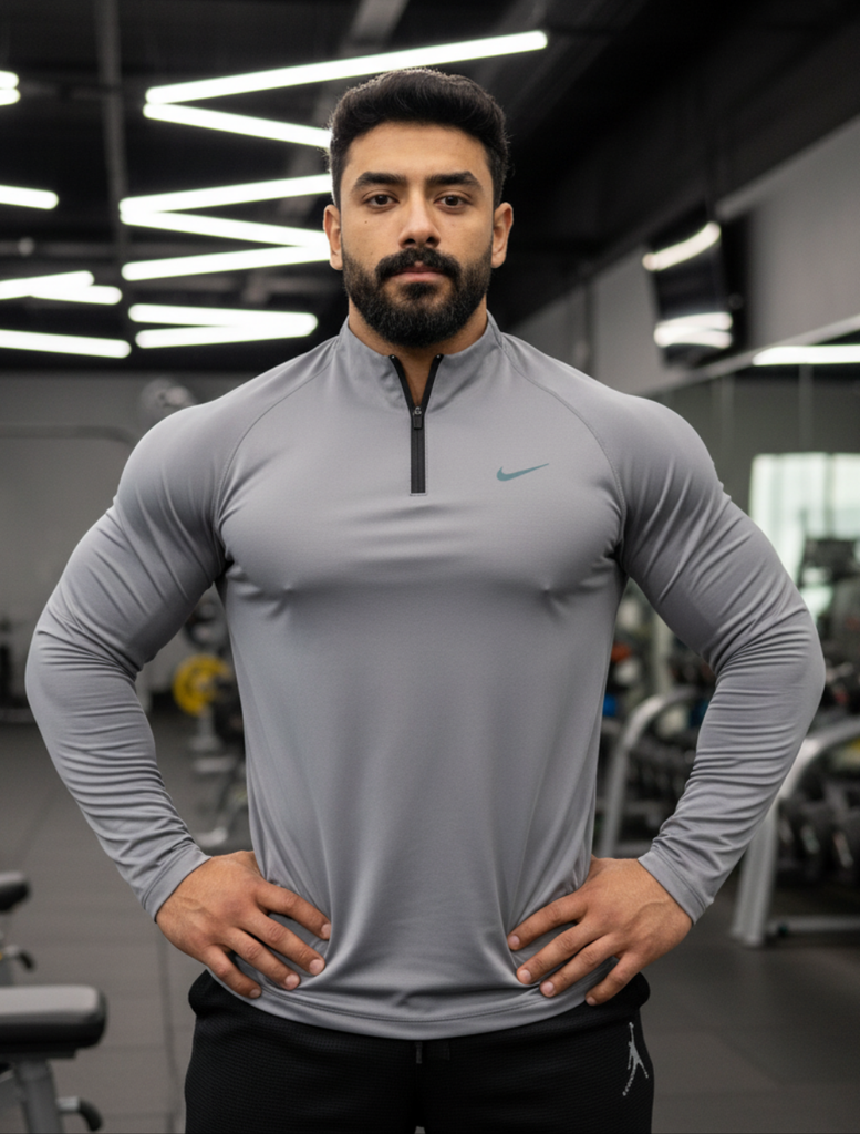 The premium zipped long sleeves - Gray